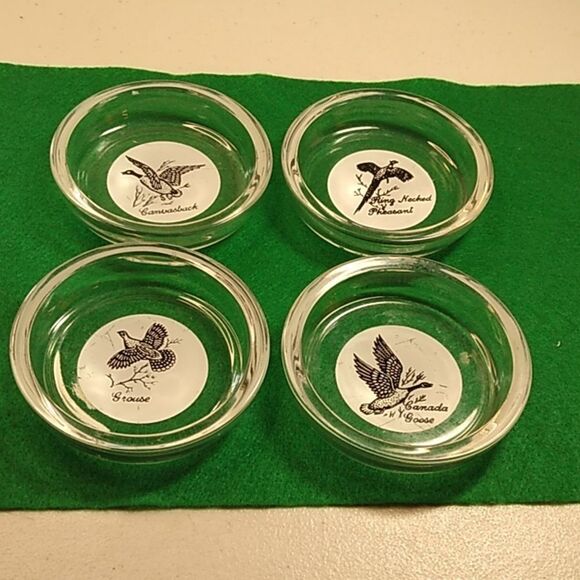 Glass Coin/Key/ Ash Tray four different game bird's one each tray country - Picture 1 of 9